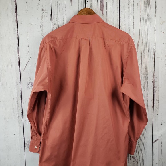 Bergamo New York Dress Shirt Mens Size Large 16/16.5 32/33 Long Sleeve Orange - Picture 5 of 9